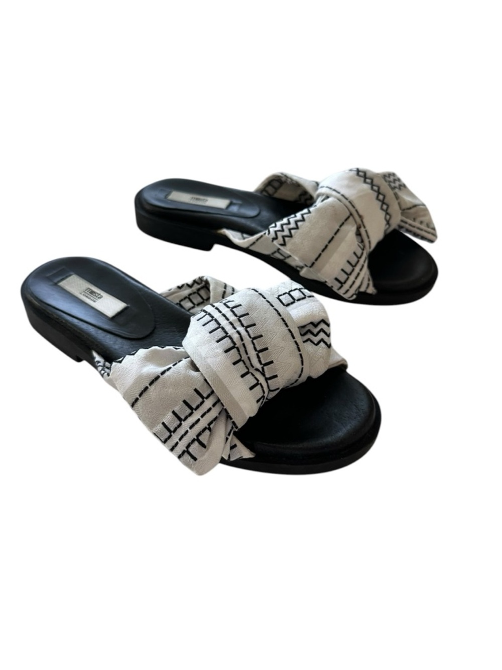 Miista London Valerie black and white bow slide sandals